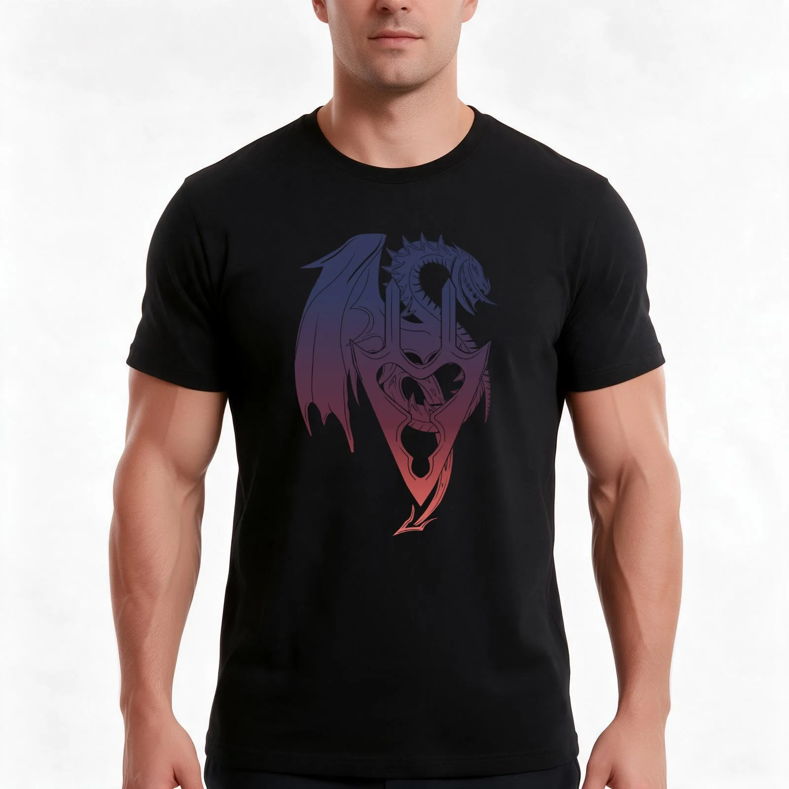 FFXIV Dragoon Job Symbol [FF Style] T-Shirt, Summer Casual Cotton Tee, Oversized Streetwear Tops, Vintage Graphic Print