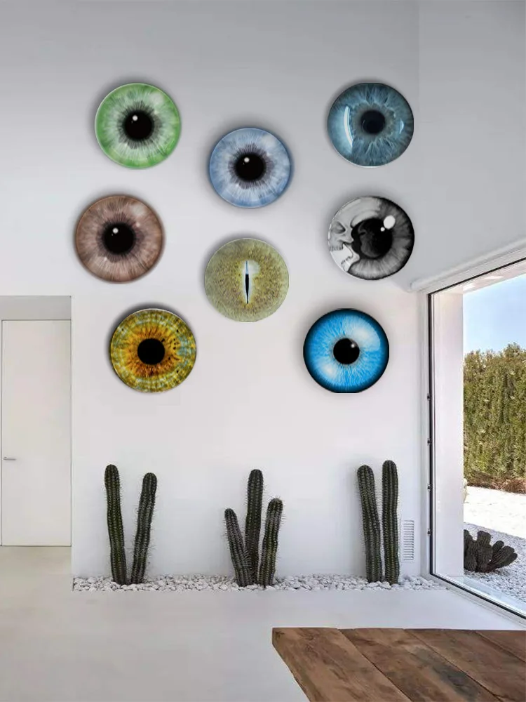 Creative Color Pupil Ceramic Plate Personality Luster Eye Pattern Home Decorative Tray Living Room Background Wall Hanging