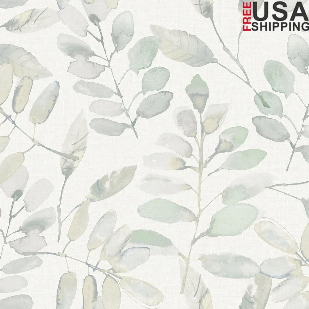

Ботанические обои с кожурой и наклейкой, акварель, винтажный дизайн, съемный виниловый рулон, идеально подходит для украшения дома, 31,2 кв. фута