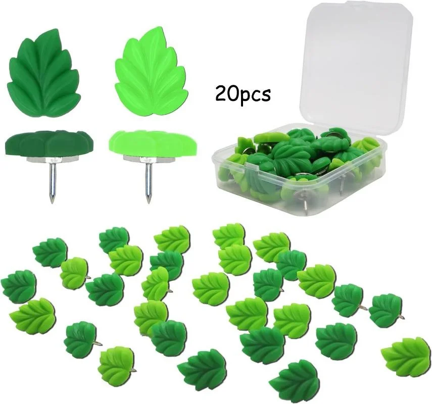 20 Pcs Leaf Push Pins Decorative Thumb Tacks Cork Board Bulletin Board, Photos Wall Maps and Other Offices Schools Supply Decor