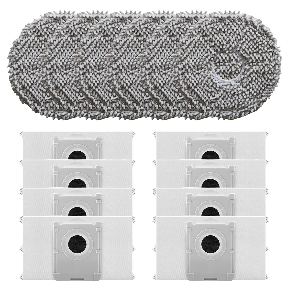 6 Mop Cloths And 8 Dust Bags Supporting Ongoing Functionality Of For ECOVACS T30C PRO And For OMNI Robot Vacuums