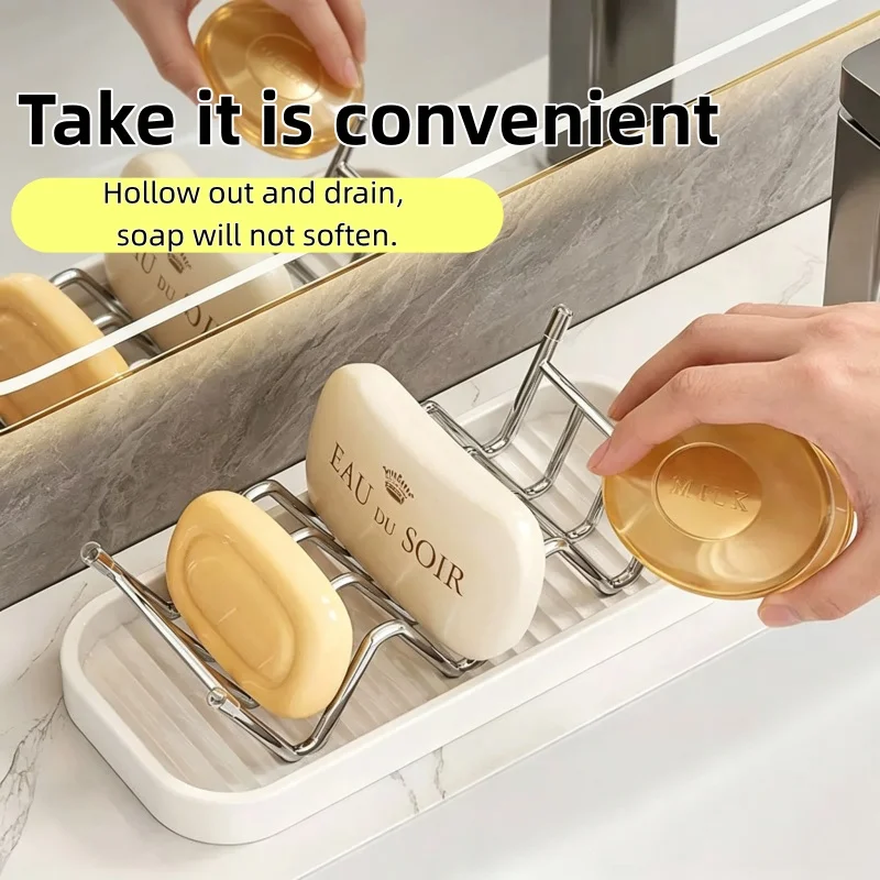 2pcs Wave Soap Rack Soap Box Soap Dish Soap Drain Box Bathroom Countertop Shelf Kitchen Storage Rack Multi-Compartment Soap Rack