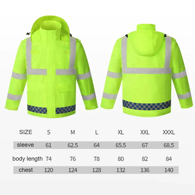 Safety Jacket Reflective Waterproof Winproof Coldproof Hi Viz Winter Jacket Oxford Jackets for Men with Detachable Cotton Liner