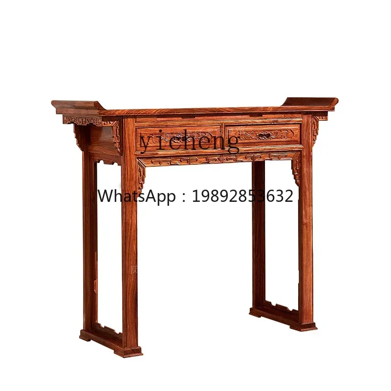 ZZ Solid Wood Mahogany Rosewood Rosewood Altar Incense Burner Table Household New Chinese Style a Long Narrow