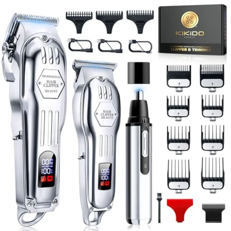 

KIKIDO Hair Clippers for Men Professional Cordless Hair Trimmers Set Rechargeable Nose Hair Beard Trimmer Hair Cutting Machine