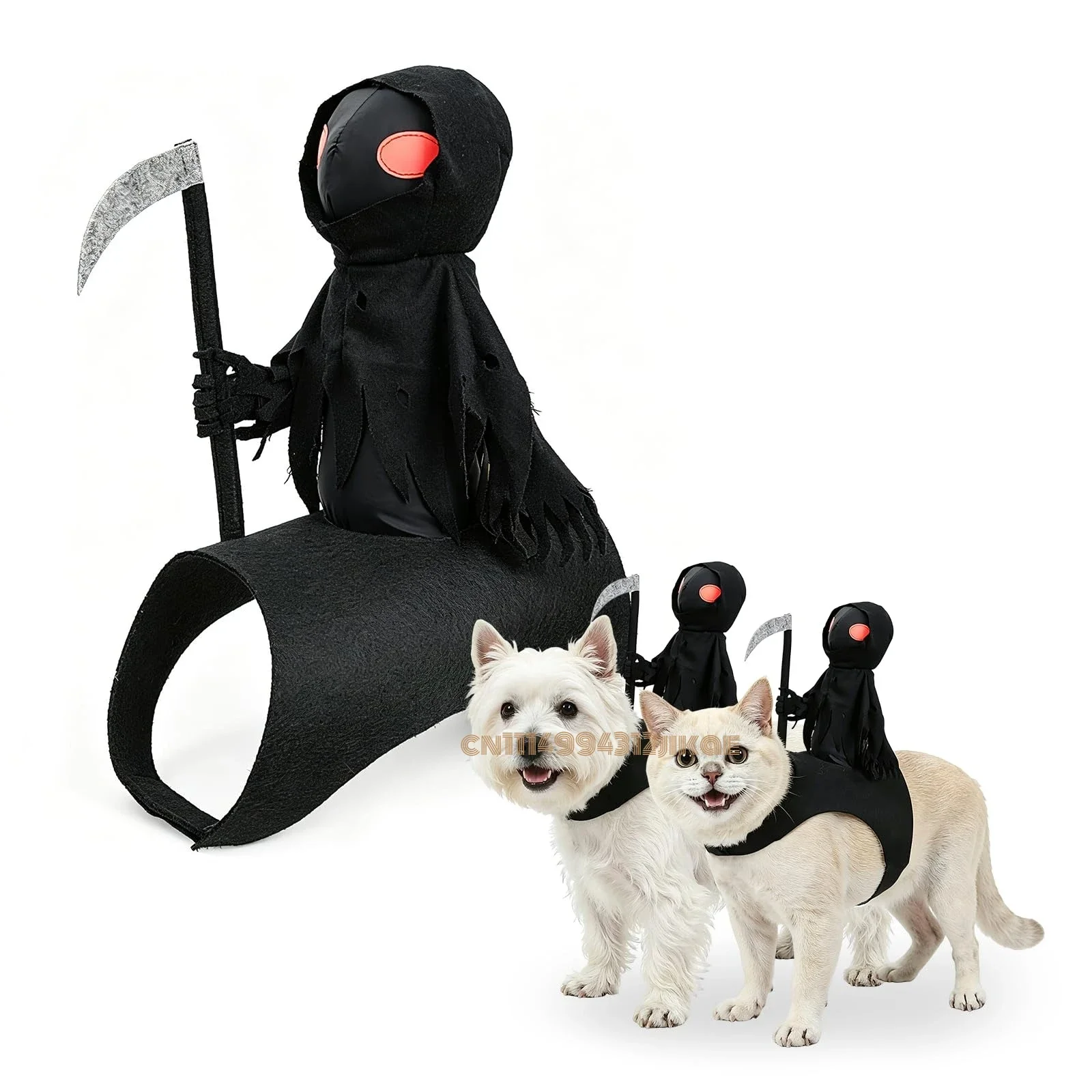 Dog Halloween Costumes, Grim Reaper Rider Costume with Magic Tape,3D Pet Cosplay Outfit for Small, Medium & Large Dogs