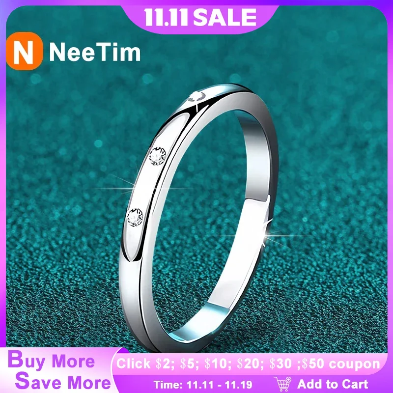 

Кольцо NeeTim с муассанитом для женщин, однотонное серебро S925 с белым позолоченным бриллиантом, свадебное кольцо, роскошные ювелирные изделия, подарок