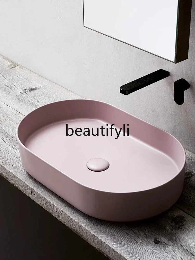 Hot sales Personality art olive green integrated balcony outdoor hand wash basin face wash table