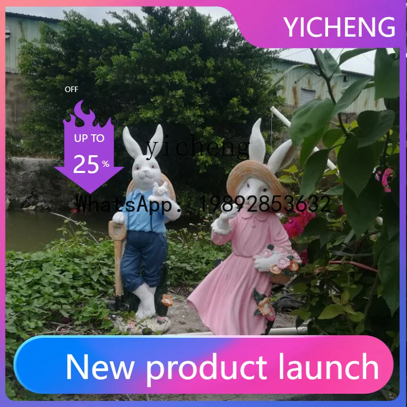 X1  outdoor garden cartoon simulation rabbit fiberglass animal decorative ornament