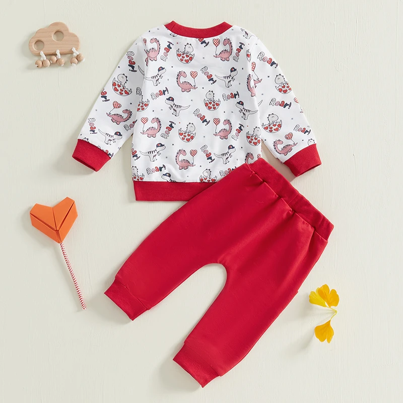 Toddler Boy Valentine s Day Outfit Cute Heart Print Hoodie and Jogger Set for Baby Boys Long Sleeve Sweatshirt and Pants