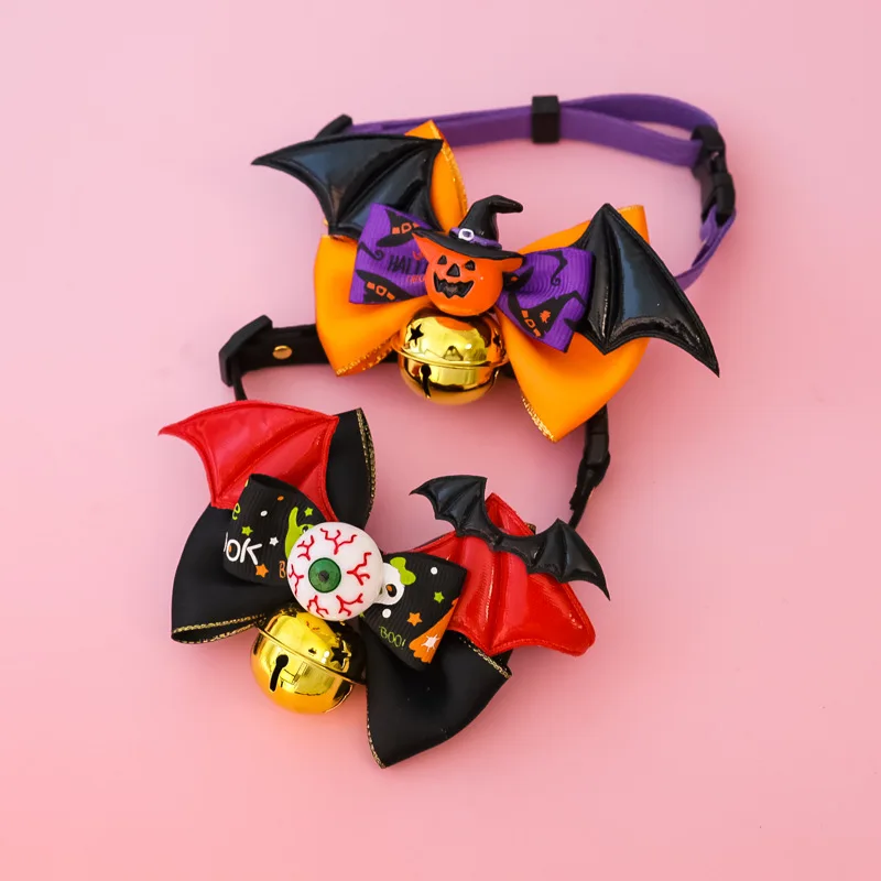 Neues Verstellbares Fledermausflügel- und Augapfel-Halsband mit Glocke für Katzen & Große Hunde, Gruselig und Lustig für Halloween – Detail 5