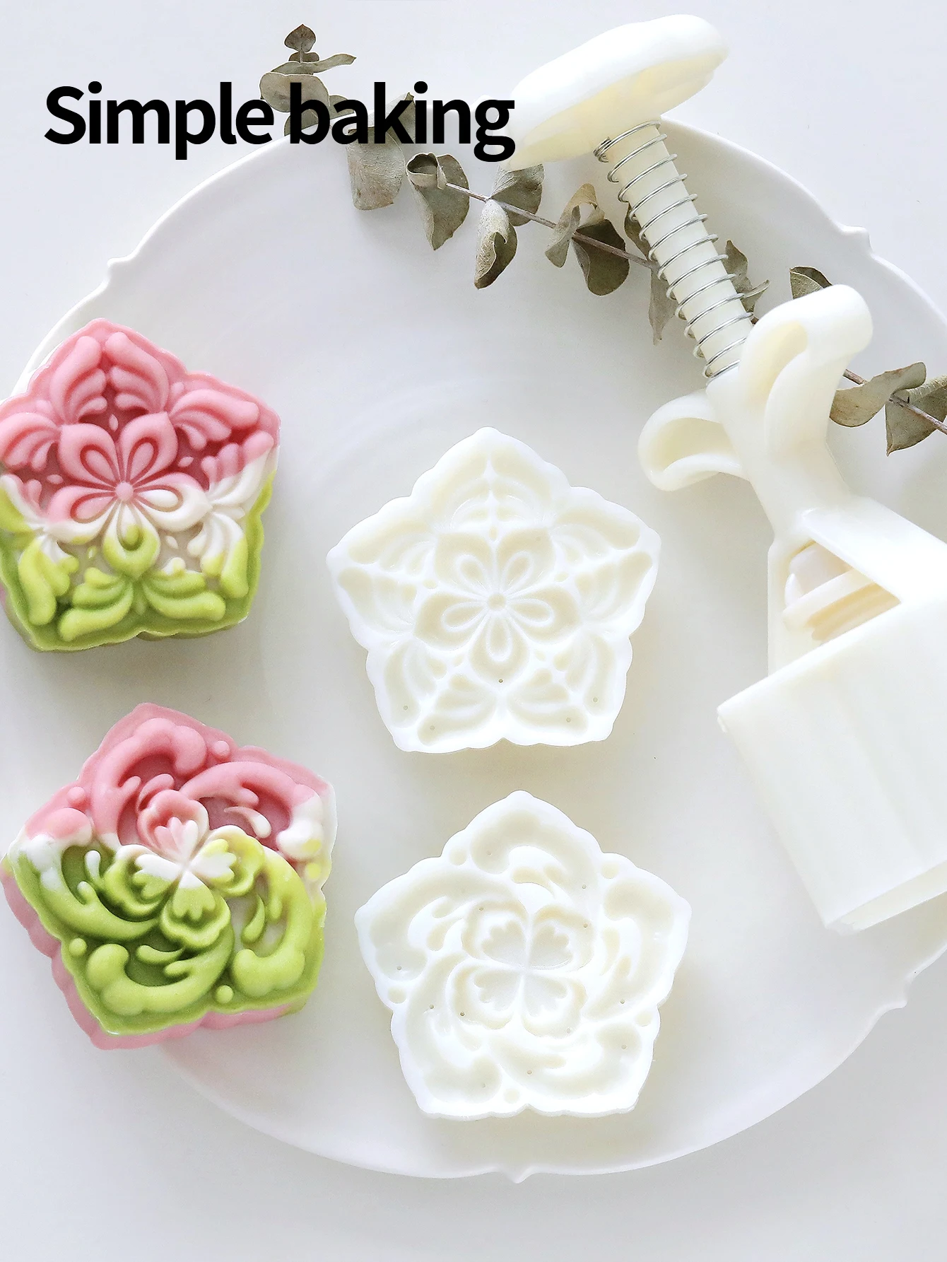 Auspicious Five-Flower Chinese Mooncake Tool Five-Leaf Pastry Mold Hand Press for Fresh Flower Pastries Kitchen Baking Accessory
