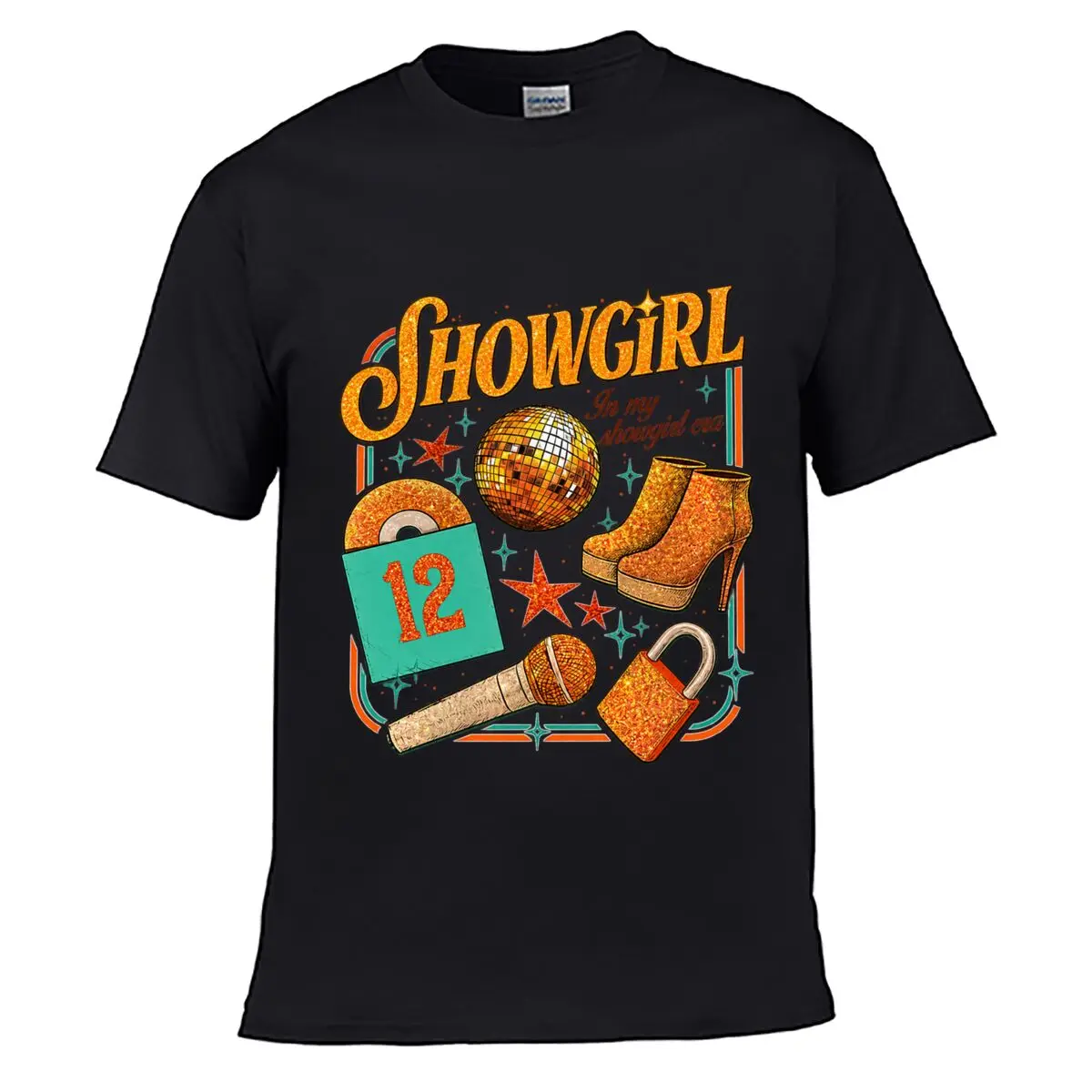 Showgirl In My Showgirl Era Number Twelve Disco Ball Boots Microphone Summer T-shirt Loose Top