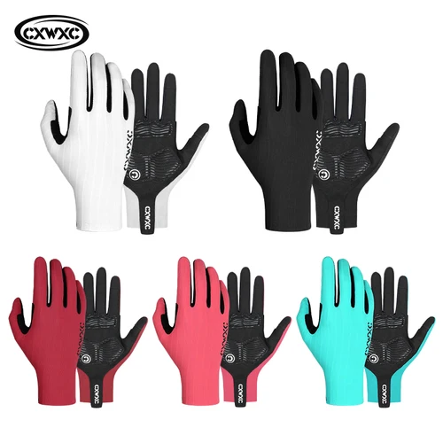 Imagen 2 del producto CXWXC pantalla táctil guantes largos con dedos completos guantes deportivos transpirables para ciclismo MTB bicicleta de carretera montar carreras mujeres hombres mitones