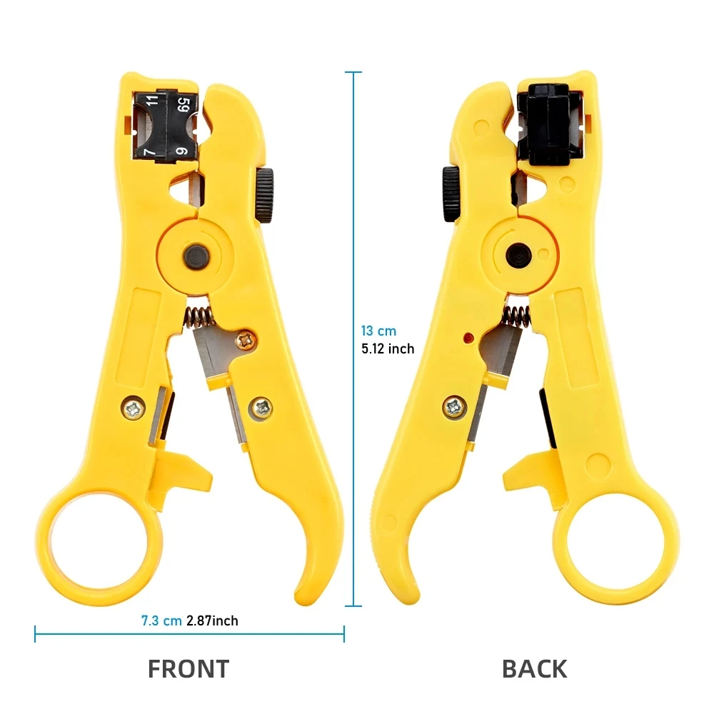 Multifunctional Wire Pliers Yellow Rotary Wire Stripper Adjustable Distance STP/UTP Network Cable Coaxial Wire Stripper Tool