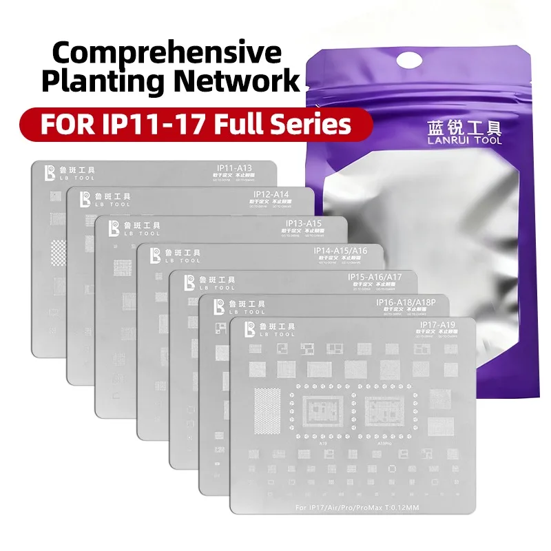 

LUBAN Integrated Solder Paste Stencil Universal Fit For IP11-17 PM Series mobile phone CPU/NAND Repair Tool