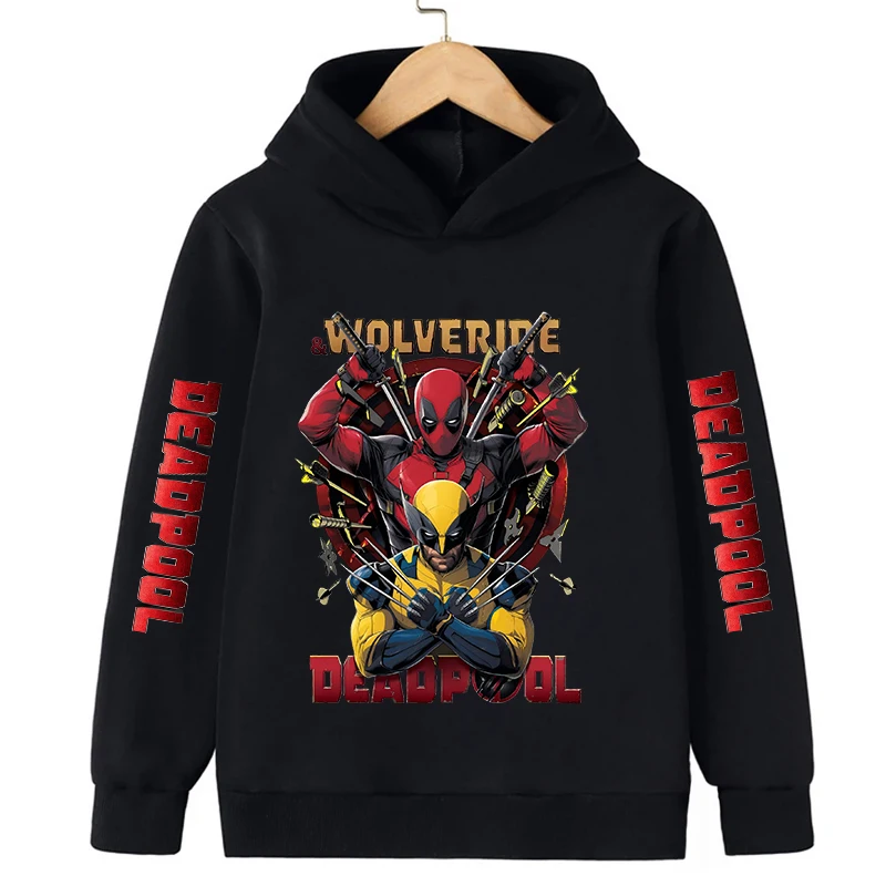 Deadpool & Wolverine Children Hoodies Girl Boy Kids Pullover Autumn Winter Clothing Cartoons Casual Clothes Kid Tops Sweatshirts