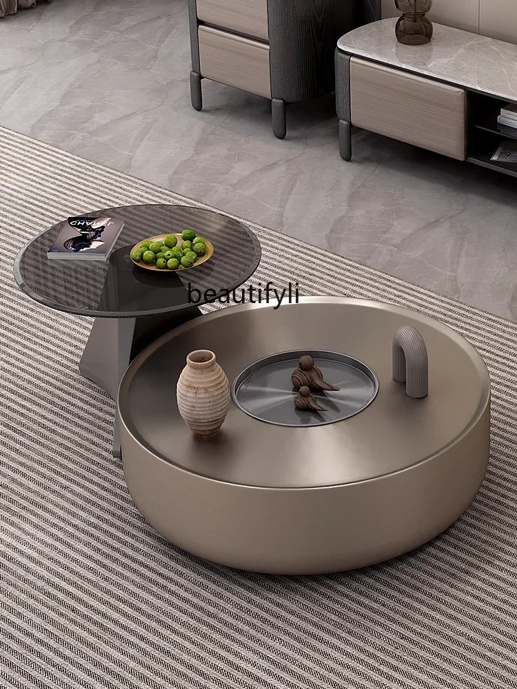 

Minimalist Light Luxury Coffee Table High Sense Creative Living Room Home Height round Tea Table Combination