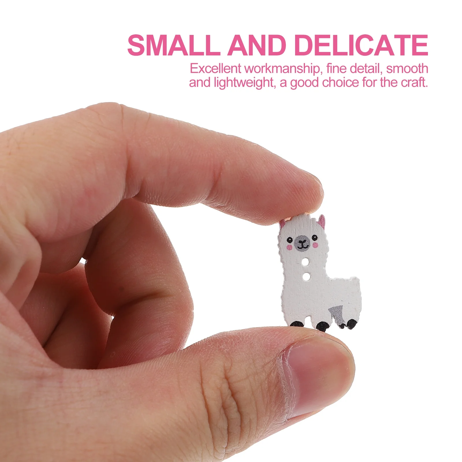 100Pcs Kancing Kayu Alpaca Kartun Hewan 2 Lubang untuk Menjahit Kerajinan DIY Dekorasi Kancing Kayu untuk Proyek Buatan Tangan