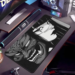 900x400mm Locking Edge Mousepad Oni Mask HD Print Keyboard Mousepad Anime Girls Large Gaming Mouse Mat Rubber Non-slip Desk Pad