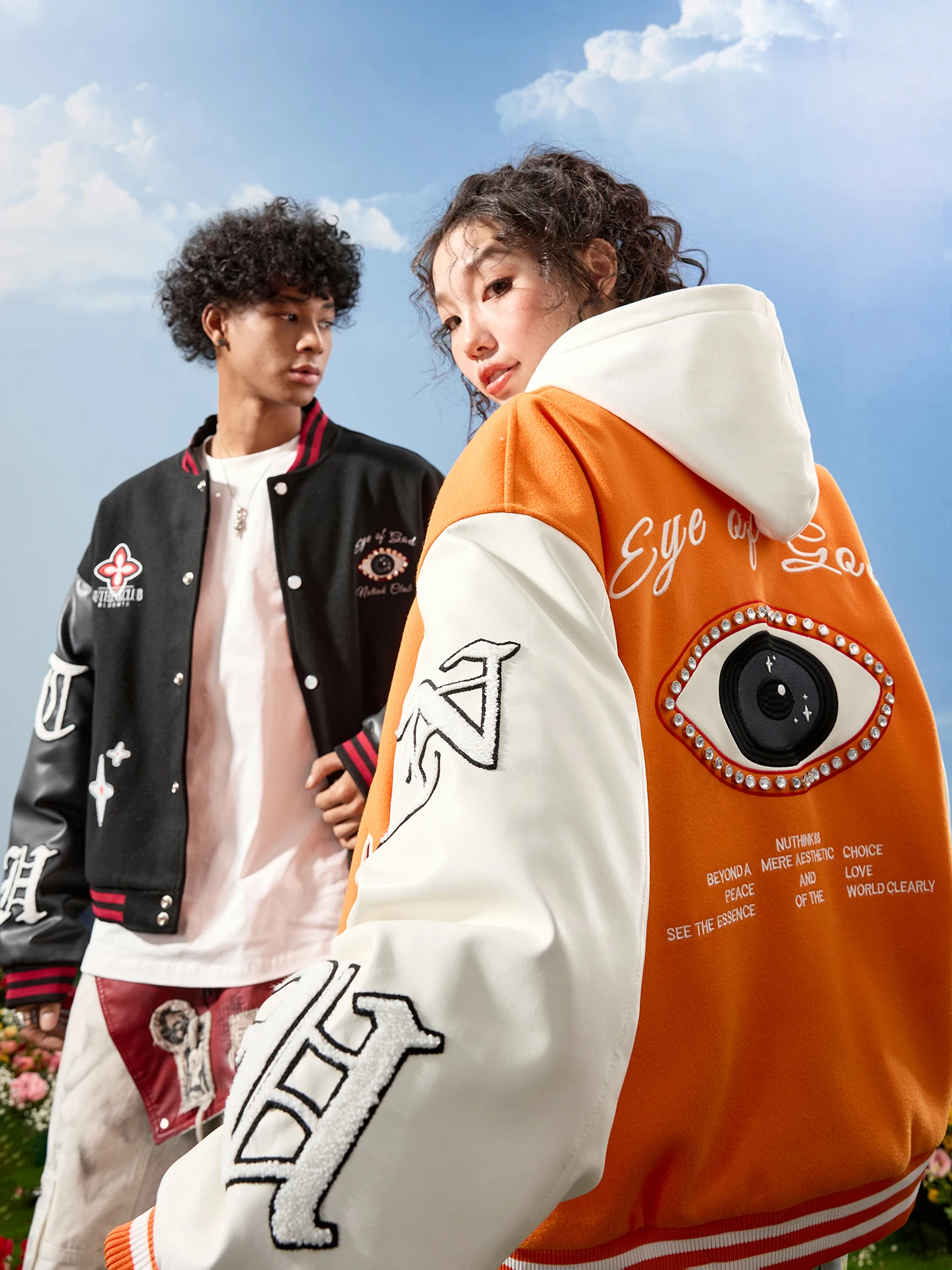 

Бейсбольная куртка Nuthink American Sle из искусственной кожи с вышивкой Diamond Eye, тяжелая вышивка, новая коллекция Весна 2026