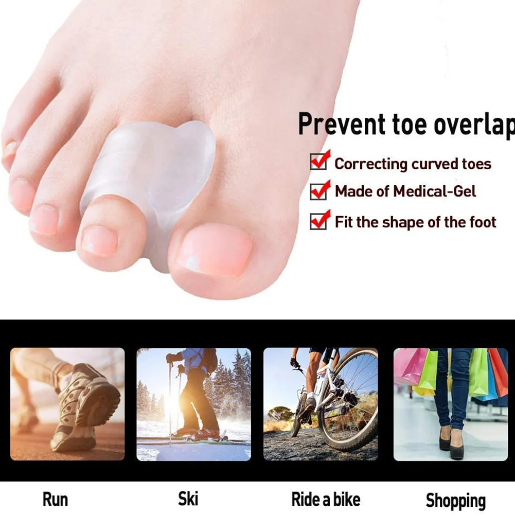1pair Foottoe Corrector Ring Unisex Transparent Overlap Toe Correction Cushion Painless Soft Comfortabl Washable Foot Care Tools