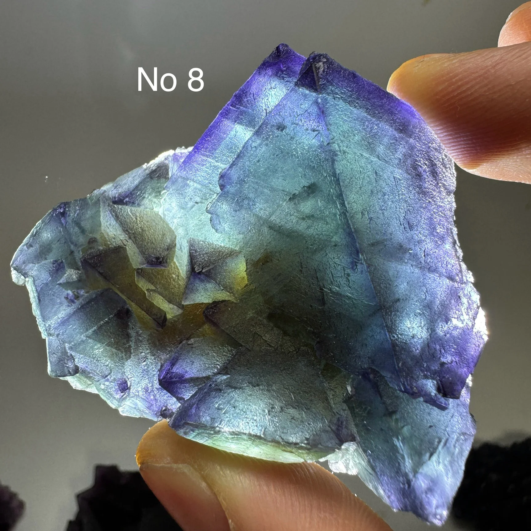 Natural ZheJiang Blue Octahedral Green Purple Fluorite Mineral Specimen Healing Quartz Crystals Desk Decor