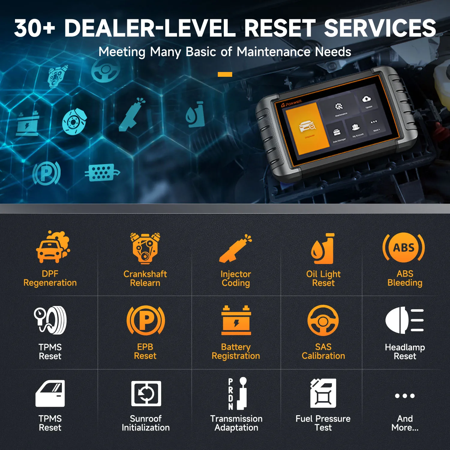 FOXWELL NT809BT OBD2 Bluetooth Samochodowe narzędzie diagnostyczne Wszystkie systemy Dwukierunkowy test 30+ Reset czytnika kodów Skaner OBD2