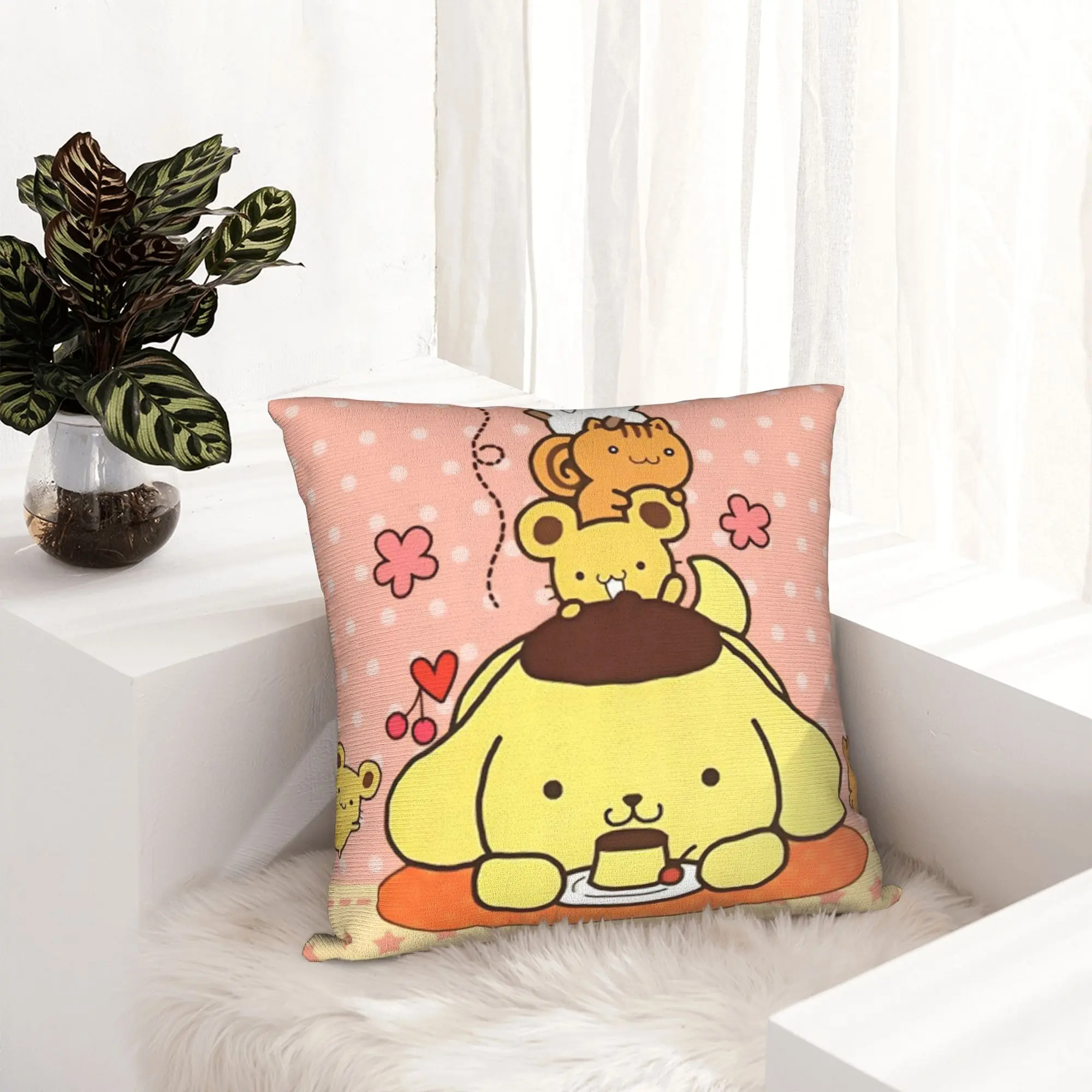 Pompompurins Cartoon Cute Pillowcase Printed Polyester Cushion Cover Gift  Throw Pillow Case Cover Home Zipper 40*40cm