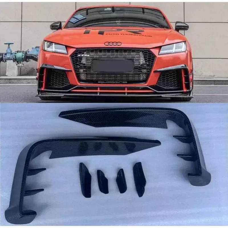 

For AUDI TT RS TTRS 2015 2016 2017 2018 2018 Real Carbon Fiber Front Bumper Lip grille Splitters Aprons Fog light Body Kit Cover