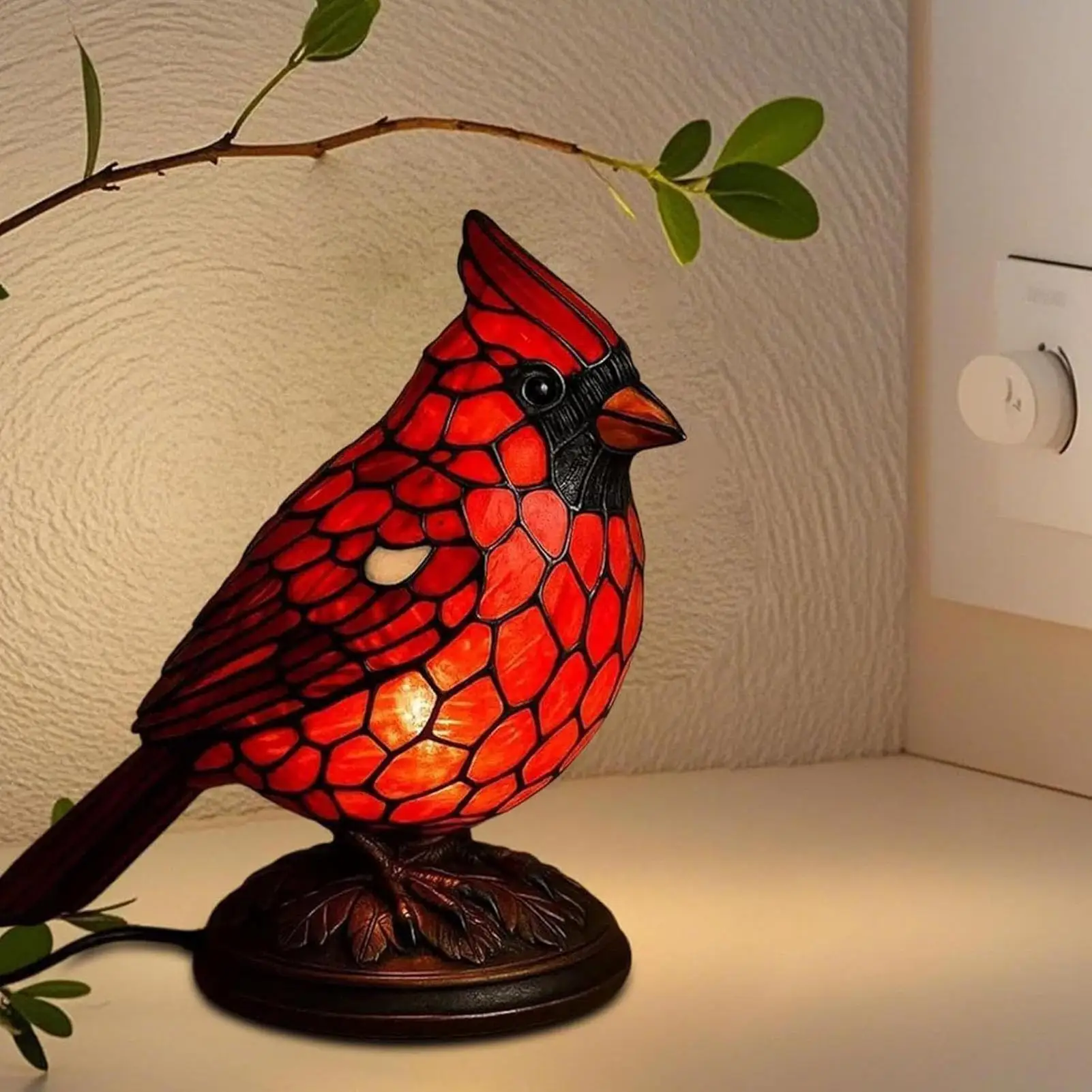 Bird Table Lamp Cute Resin Battery Operated Night Light Bedside Decor Bedroom Dorm Desk Home Office Christmas Decoration Gifts