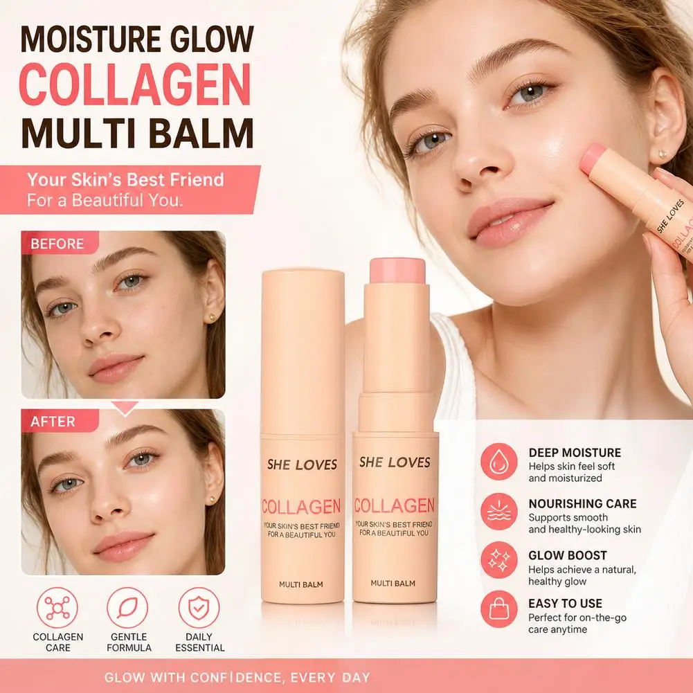 Collagen Moisture Multi Balm Stick Anti Wrinkle Bounce Face Cream Moisturizing Brightening Skincare Cosmetics