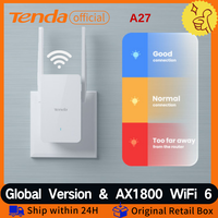 Tenda WiFi 6 Range Extender 2.4/5GHz AX1800 Dual Band Signal Expansion Booster Wireless Repeater No Dead Spots WPS Plug and Play