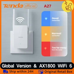 Tenda-extensor de rango WiFi 6 2,4/5GHz AX1800, amplificador de expansión de señal de banda Dual, repetidor inalámbrico sin puntos muertos, WPS, Plug and Play