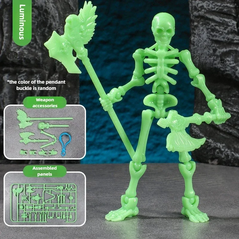 Modelo de caveira tridimensional, brinquedos de montagem, caveira multiarticular e decoração de fantoche de osso, figuras de ação, presentes de anime, jogos