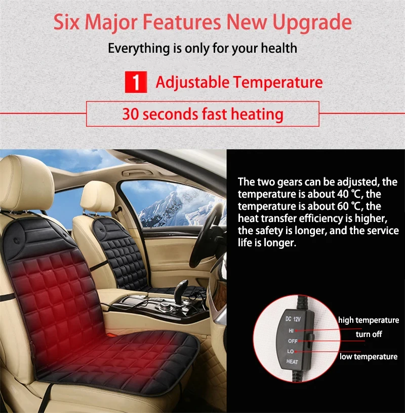 1 stücke 12 V Beheizte Auto Sitzkissen Abdeckung Sitz Heizung Wärmer Sitz Abdeckung Winter Haushalt Kissen Auto Fahrer Beheizte sitzkissen – Detail 3