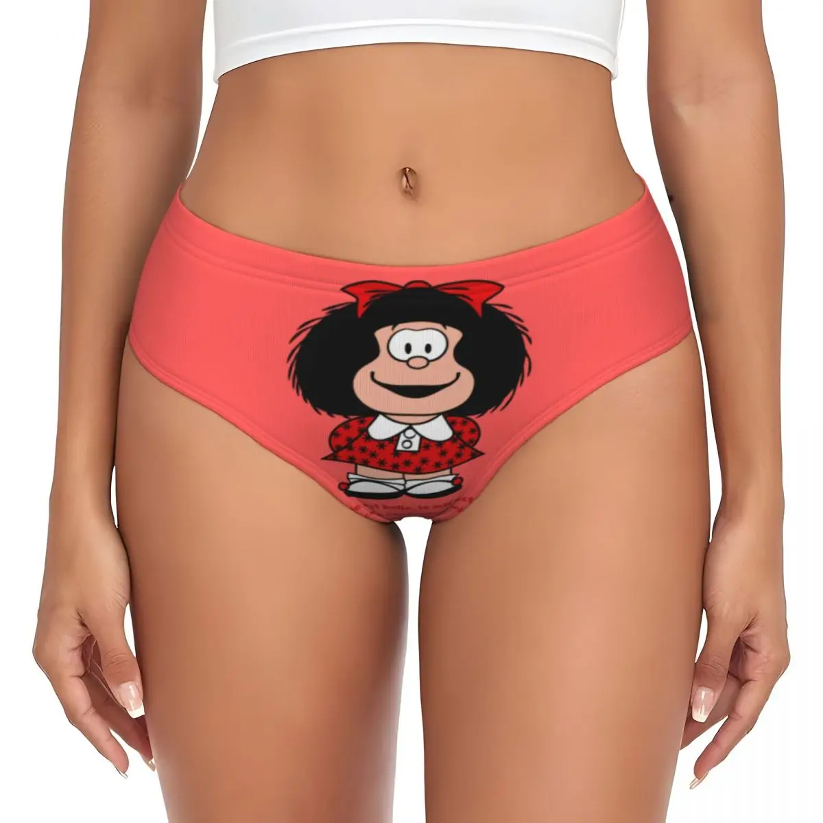 Braguitas personalizadas Kawaii Mafalda para mujer, ropa interior elástica de dibujos animados de Quino Argentina, regalo del Día de San Valentín