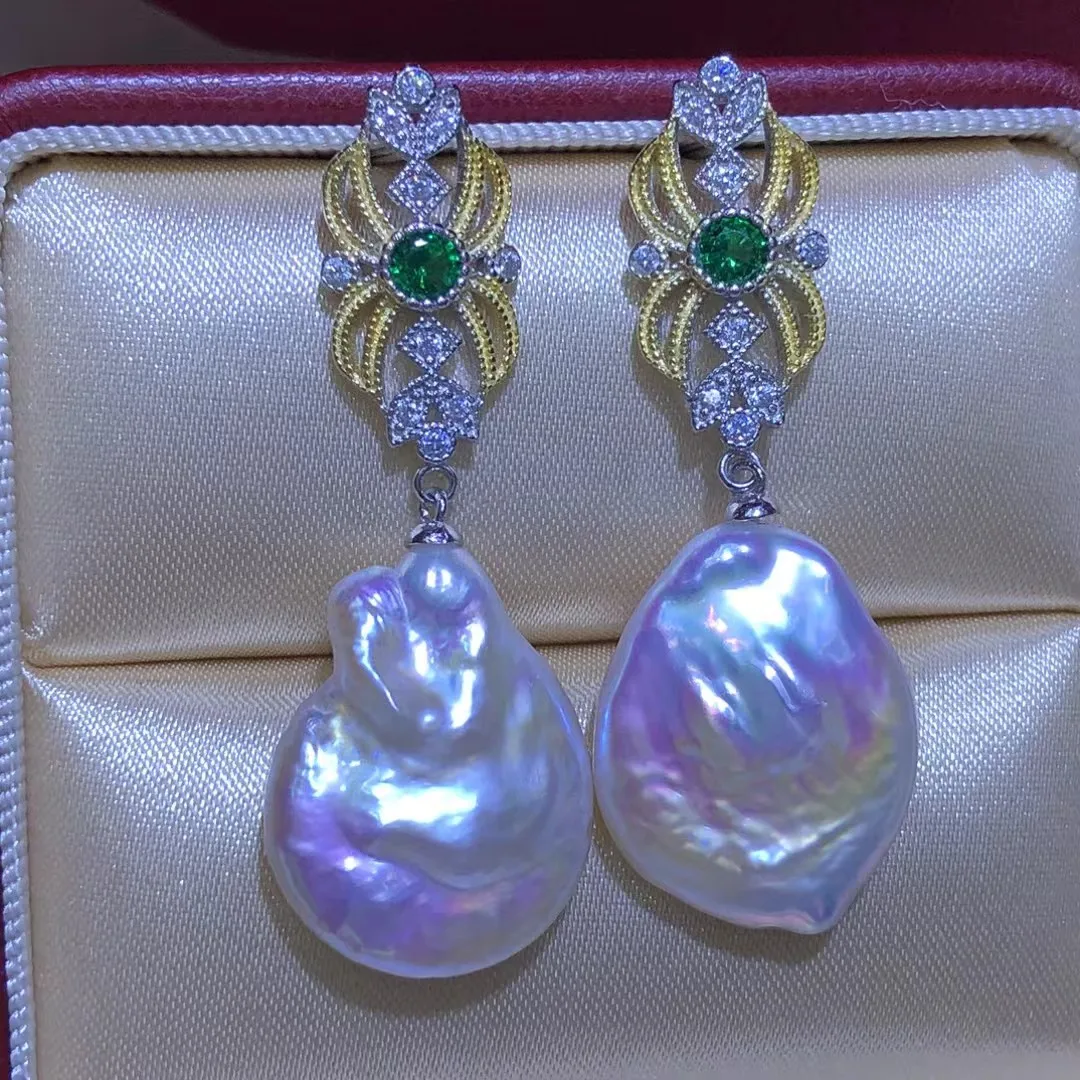 Wholesale S925 Sterling Silver Earrings Mount Findings Settings Base Mounting Parts Accessory for 10-15mm Pearls 5 pairs/lot