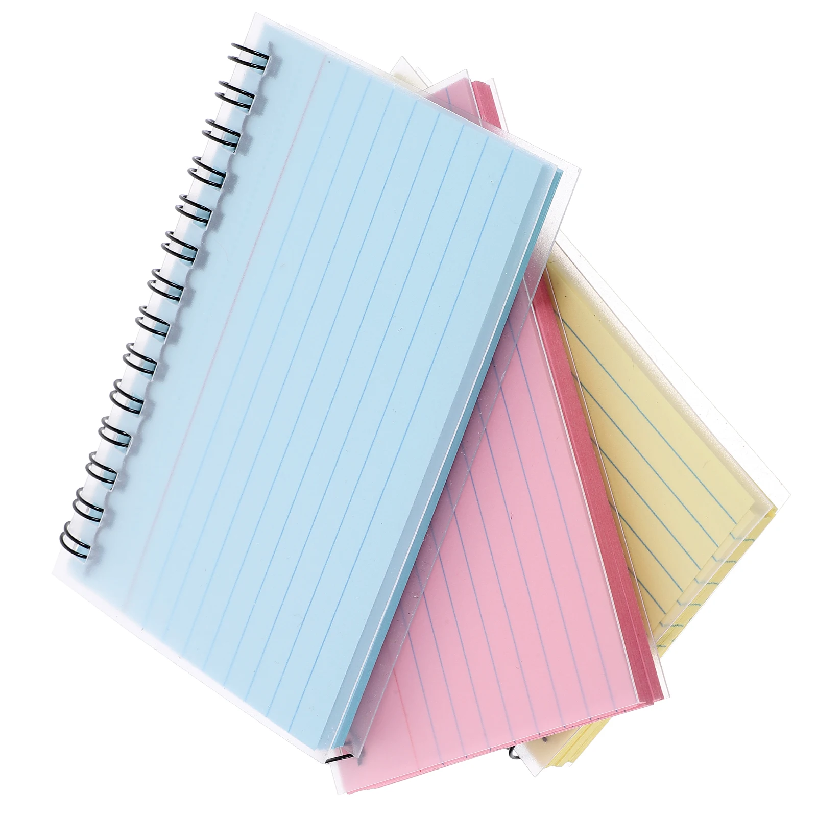 

3 Pcs Mini Spiral Notebooks Colored Lined Pad Pink Yellow Blue Portable Index Cards Study Travel Small Notepads