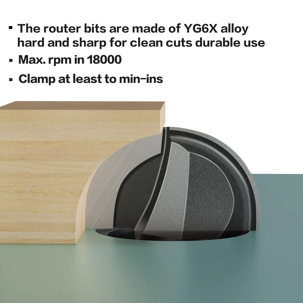 Imagem -05 - Dupla Flauta Redonda Nariz Ferramenta de Madeira Core Box Router Bit Grupo Carboneto Sólido 12 mm em 2in Haste