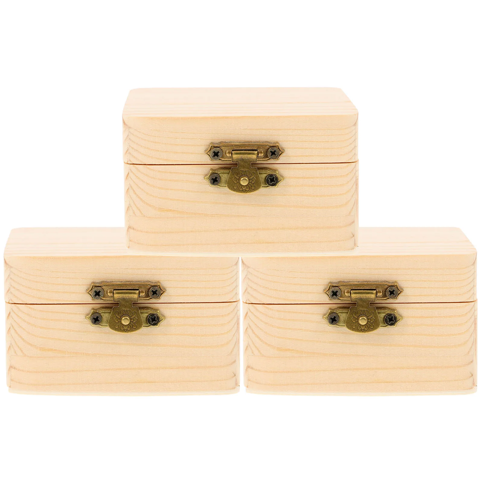 3 Buah Kotak Kayu DIY Kotak Kunci Kayu Yang Belum Selesai DIY Kotak Kayu Penyimpanan Ganizer Perhiasan Bahan Pinus