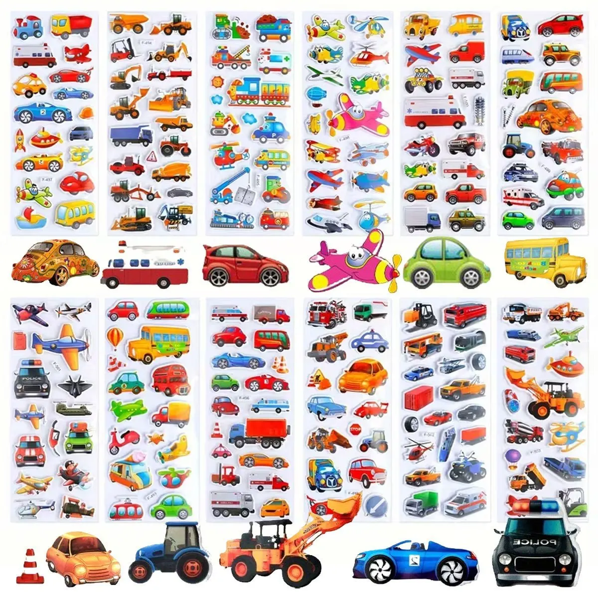 6 pegatinas 3D hinchables para vehículos - Calcomanías duraderas de espuma para coches, camiones y aviones, ideales para manualidades, decoración de fiestas, álbumes de recortes, reutilizables ZSY