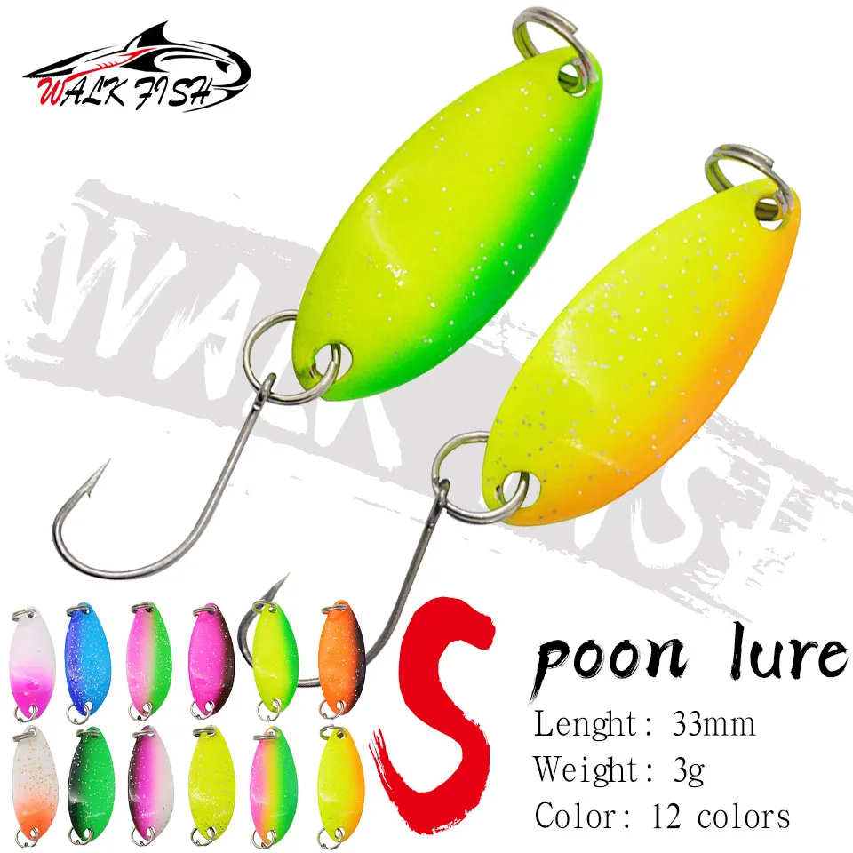 WALK FISH 1PCS Peche Leurre Pesca SPOON 3g 33mm Colorful Spoon Bait Stream Metal Fishing Lure For Trout Chub Perch Salmon