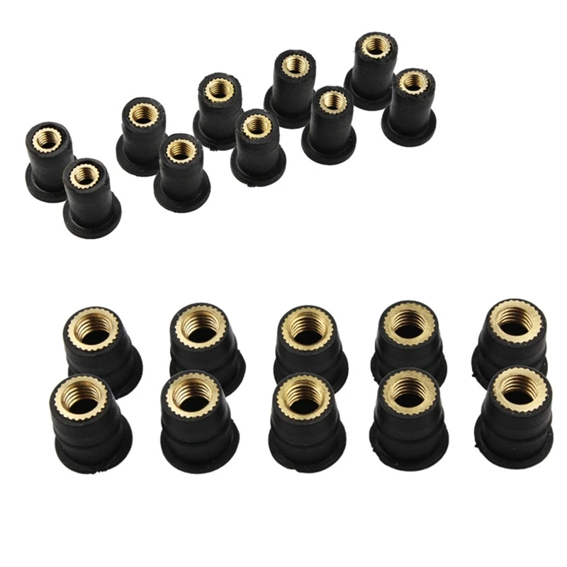 10PCS Well Nut M5 5mm M4 M6 Metric Rubber Motorcycle Windshield Rubber Rivet Nuts Bolts For Honda For Suzuki For Yamaha