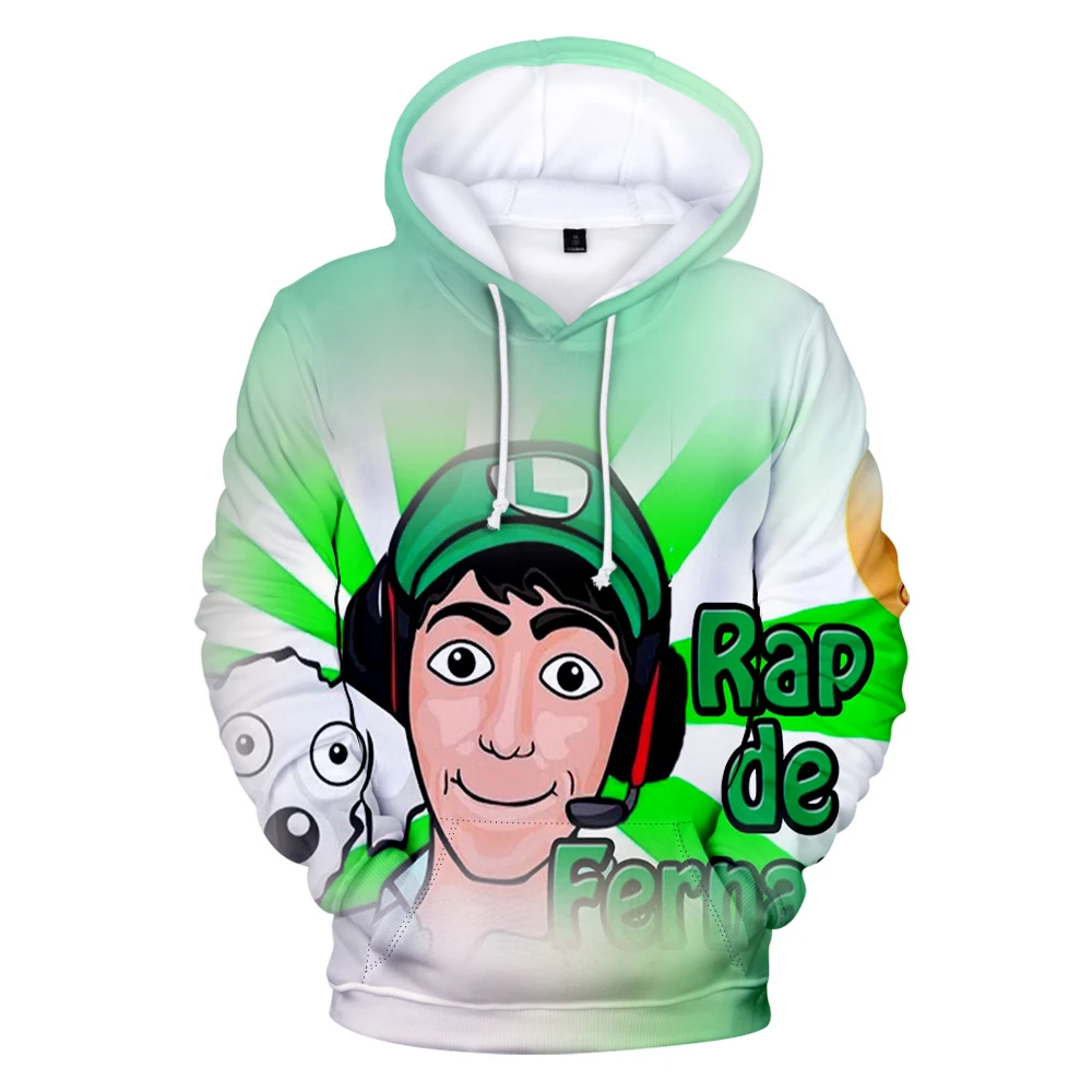 Youtuber Hoodie Fernanfloo Pria Wanita, baju lengan panjang uniseks, pakaian jalanan Harajuku gaya kasual 3D