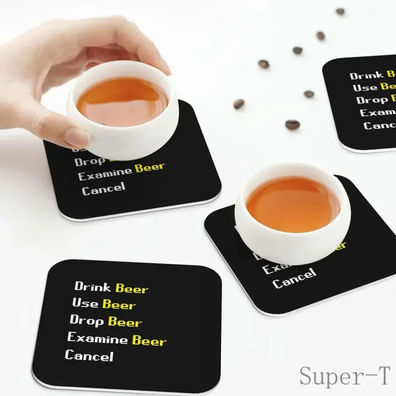 Runescape Beer Interaction Coasters Kitchen Placemats Waterproof Insulation Cup Coffee Mats For Decor Home Tableware Pads