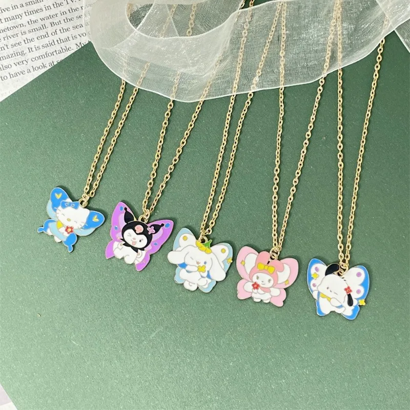 

New Sanrio Hello Kitty Necklace Anime Figure Cartoon Alloyed Jewelry Anime Merchandise Decoration Cute Women Girl Birthday Gifts