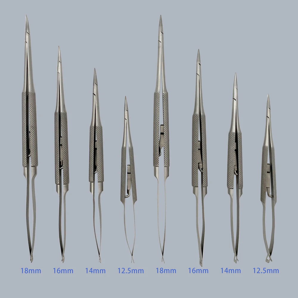 Pinze per porta aghi oftalmici Castroviejo con serratura 18/16/14/12,5 cm Strumenti per palpebre per strumenti oftalmici curvi dritti