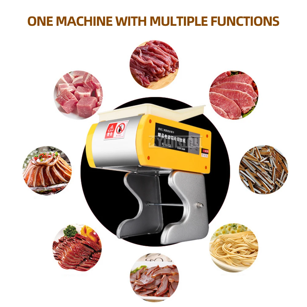 Rebanador eléctrico de alimentos, cortador comercial de tiras de carne fresca, máquina cortadora en cubitos, rebanador pequeño automático