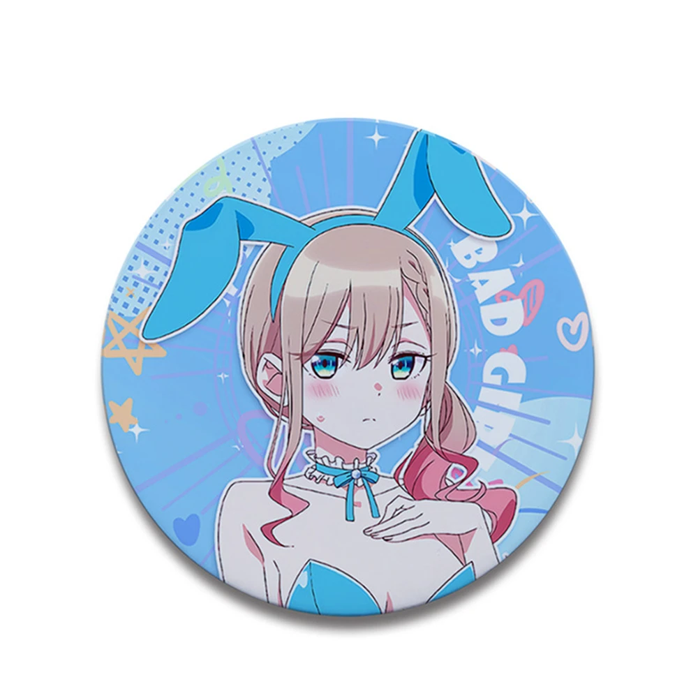 58mm Anime BAD GIRL Yuu Gyuu Mizuki Oshio Rura Rurara COSTUME Cosplay Distintivo Pin SPTE Spilla in banda stagnata Prop